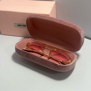 Miu Miu Gold and Pink Sunglasses